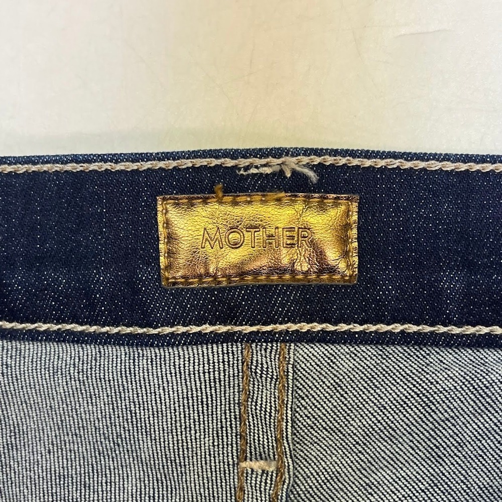 Mother Lil Insider Crop Step Fray Jeans Off Limits Dark Wash Size 27 High Rise - Picture 7 of 15